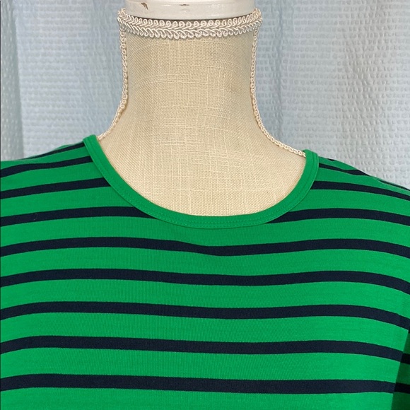 Lauren Ralph Lauren Green and Black Striped Tee casual comfy stretch‎ - Picture 2 of 7